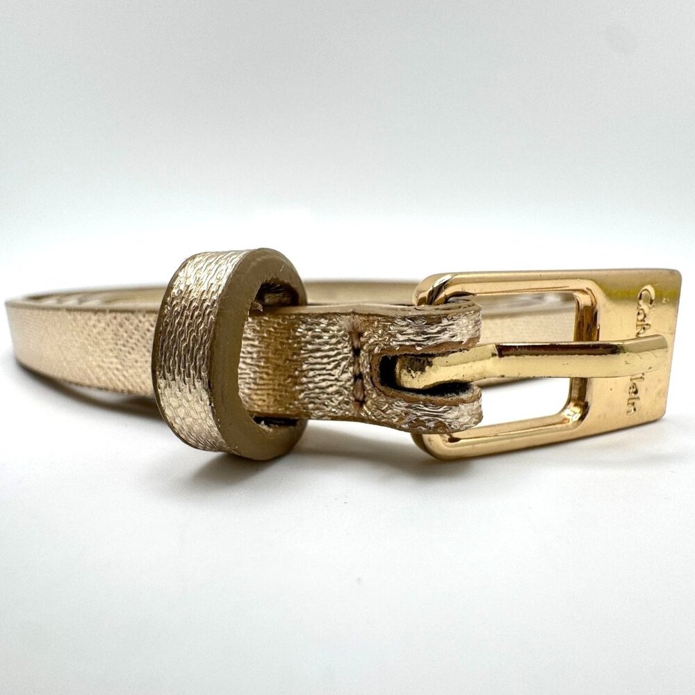 Calvin Klein Gold Tone Buckle For Women 37" - 41" Woven Textured Leather